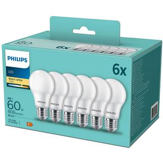 PHILIPS 6er-Pack LED E27 Normal Frost 60W 806lm  