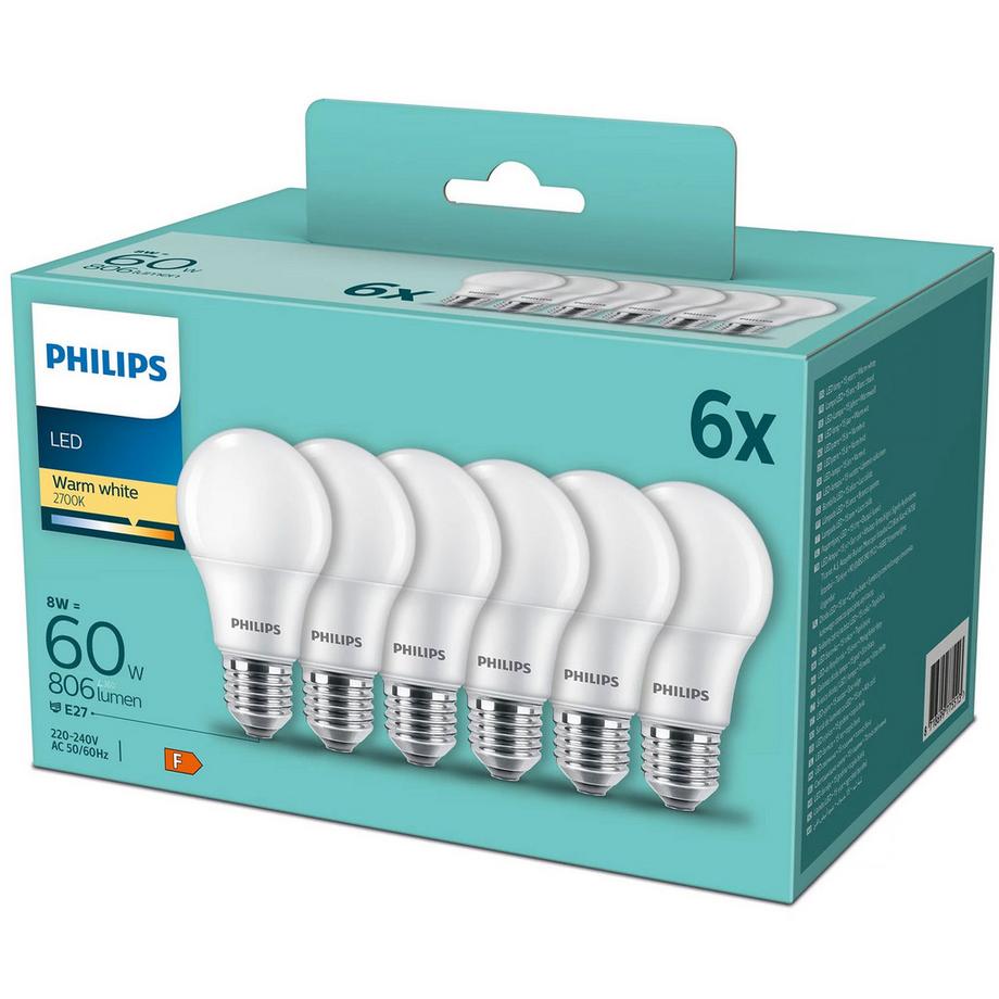 Pack de 6 LED E27 Normal Frost 60W 806lm