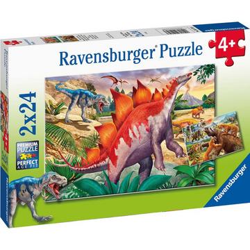 Ravensburger Kinderpuzzel 2x24 stukjes Wilde oertijddieren