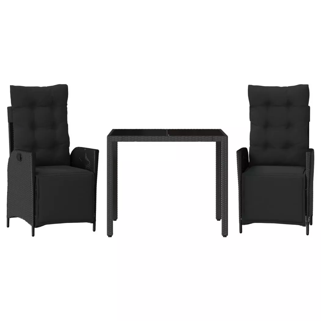 VidaXL - set da pranzo da giardino Polirattan, One Size, Nero