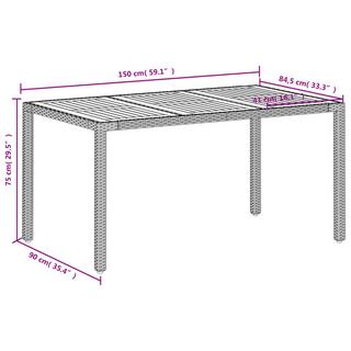 VidaXL Table de jardin rotin synthétique  