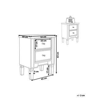Beliani Table de nuit à 2 tiroirs en Verre Glamour TIGY  