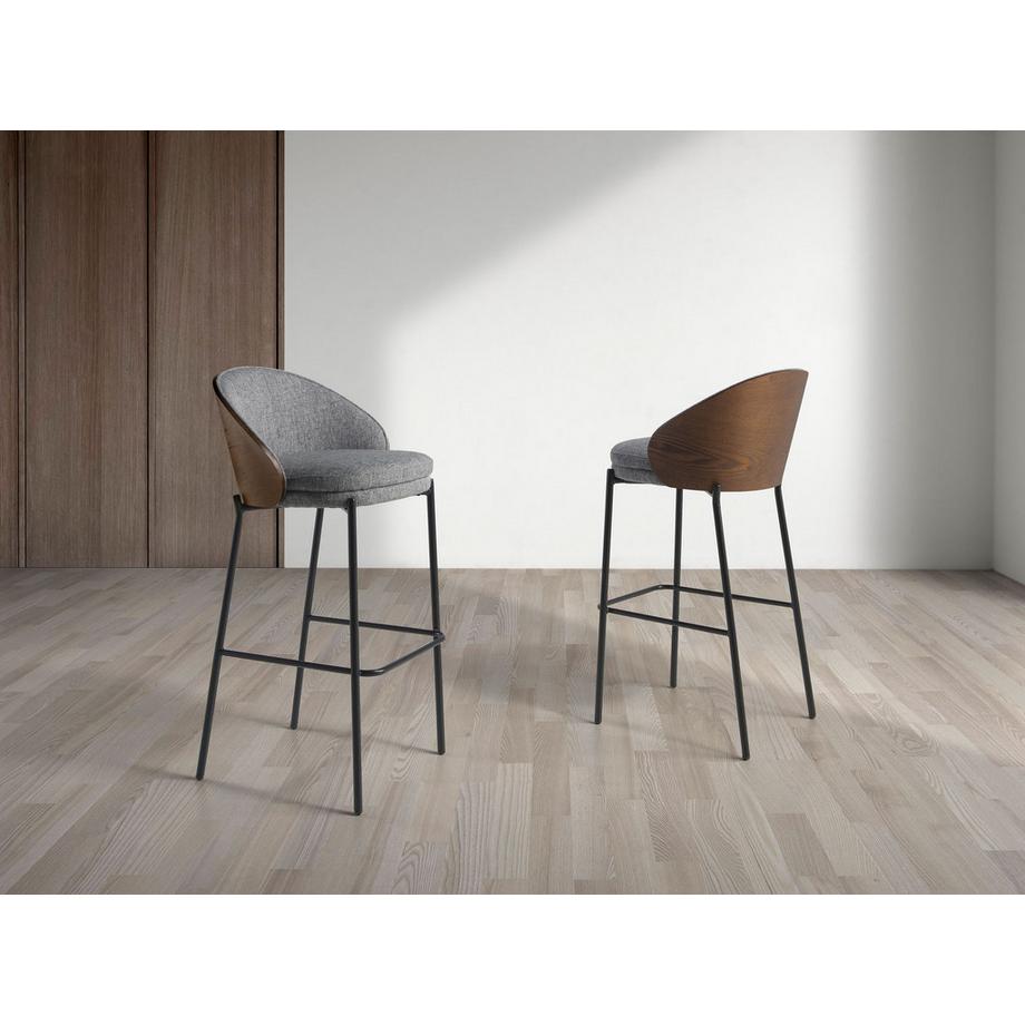 ANGEL CERDA Sgabello in tessuto grigio e noce  