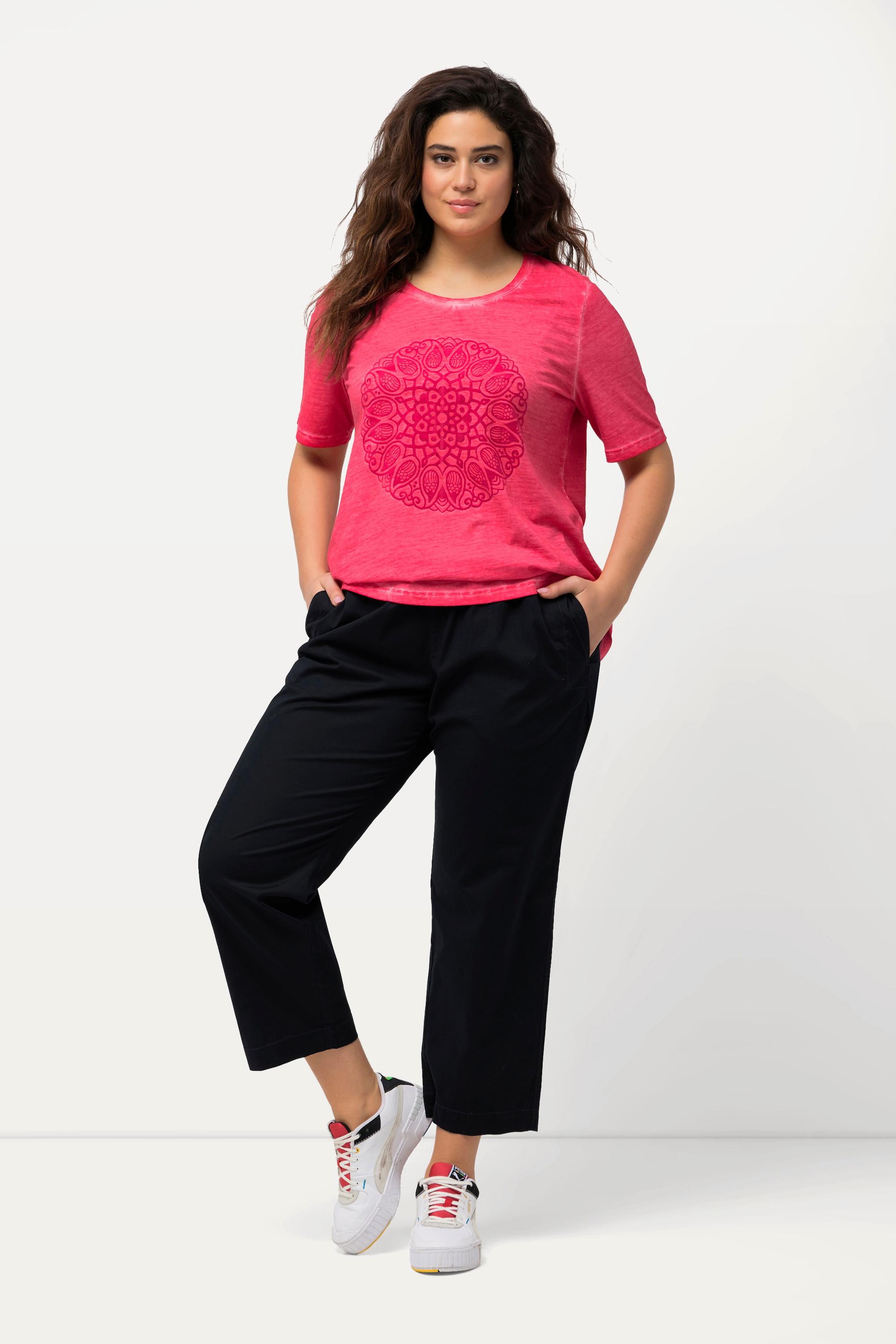 Ulla Popken  Pantalon chino Ruby 7/8 - taille élastique, jambe droite et large 