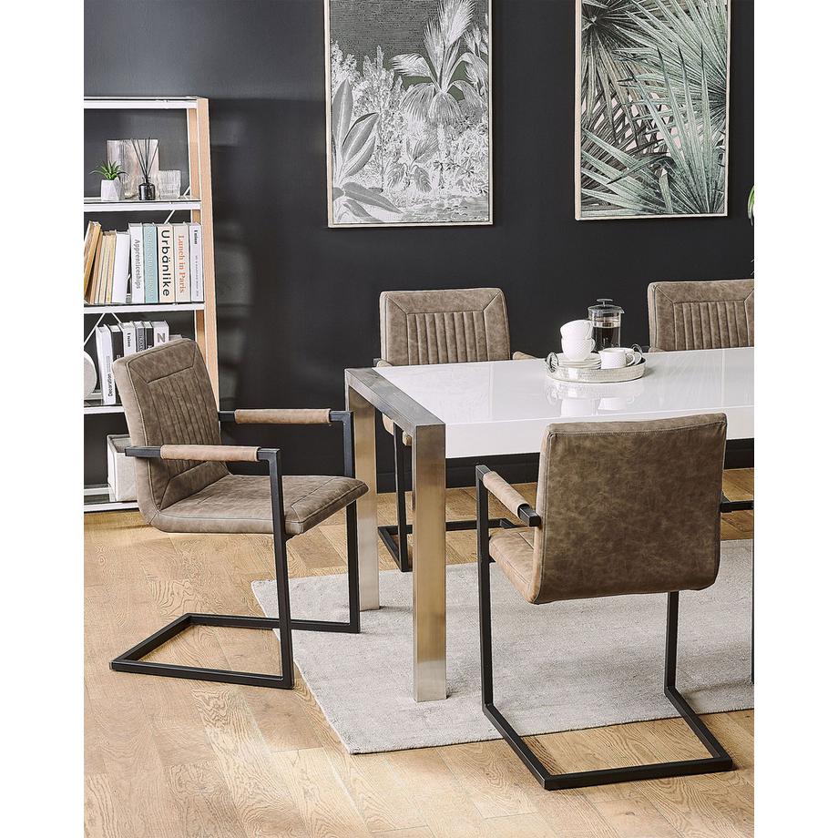 Beliani Konferenzstuhl 2er Set aus Kunstleder Industriell BRANDOL  