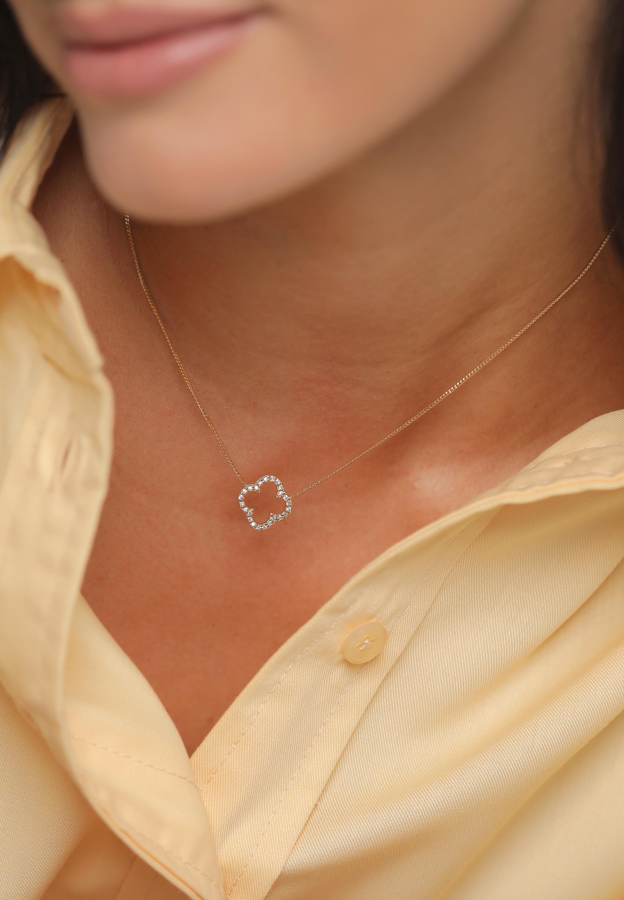 Elli  Halskette Kleeblatt Glück Zirkonia 