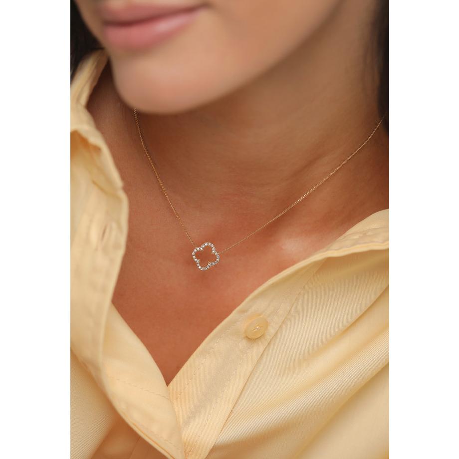 Elli  Halskette Kleeblatt Glück Zirkonia 