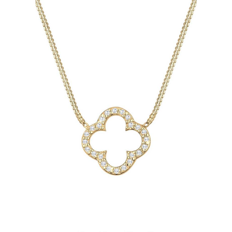 Elli  Halskette Kleeblatt Glück Zirkonia 