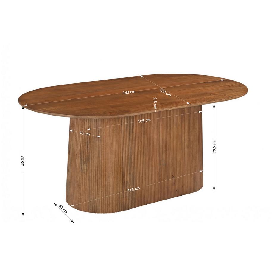 mutoni Table de salle à manger Luminia nature 180x100  