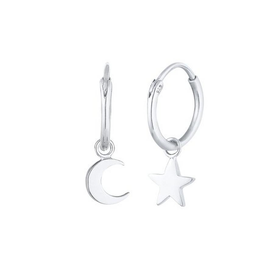 Elli  Boucles d'Oreilles Créoles Étoile Lune 