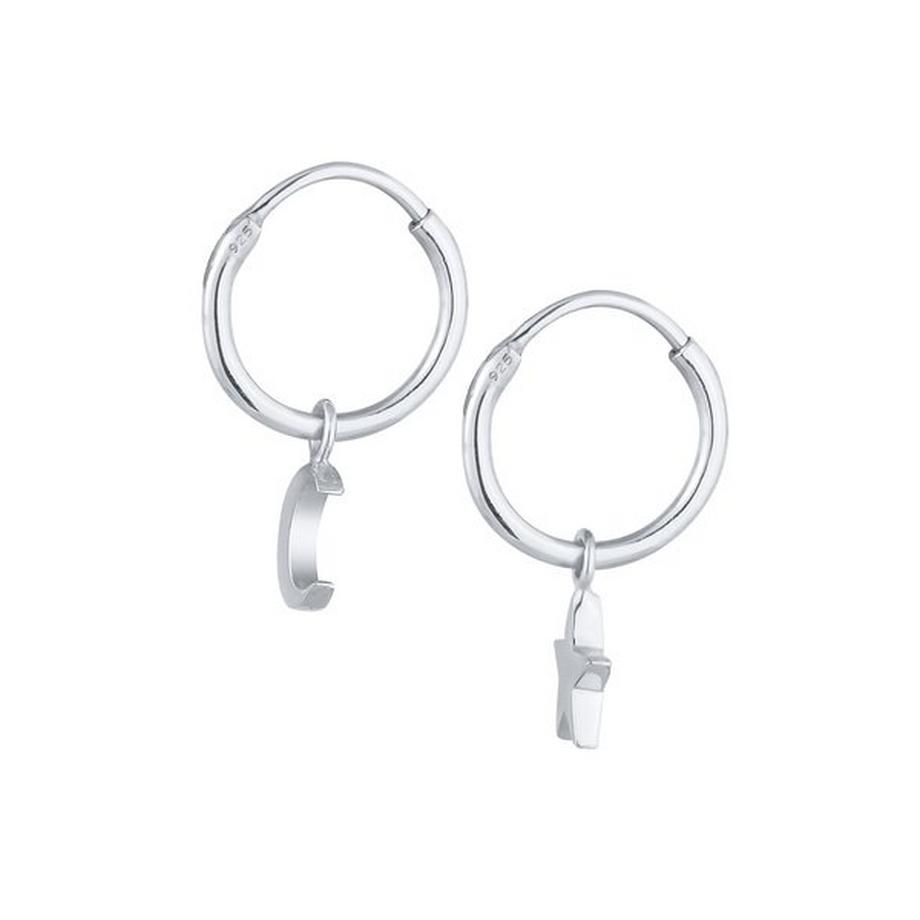 Elli  Boucles d'Oreilles Créoles Étoile Lune 