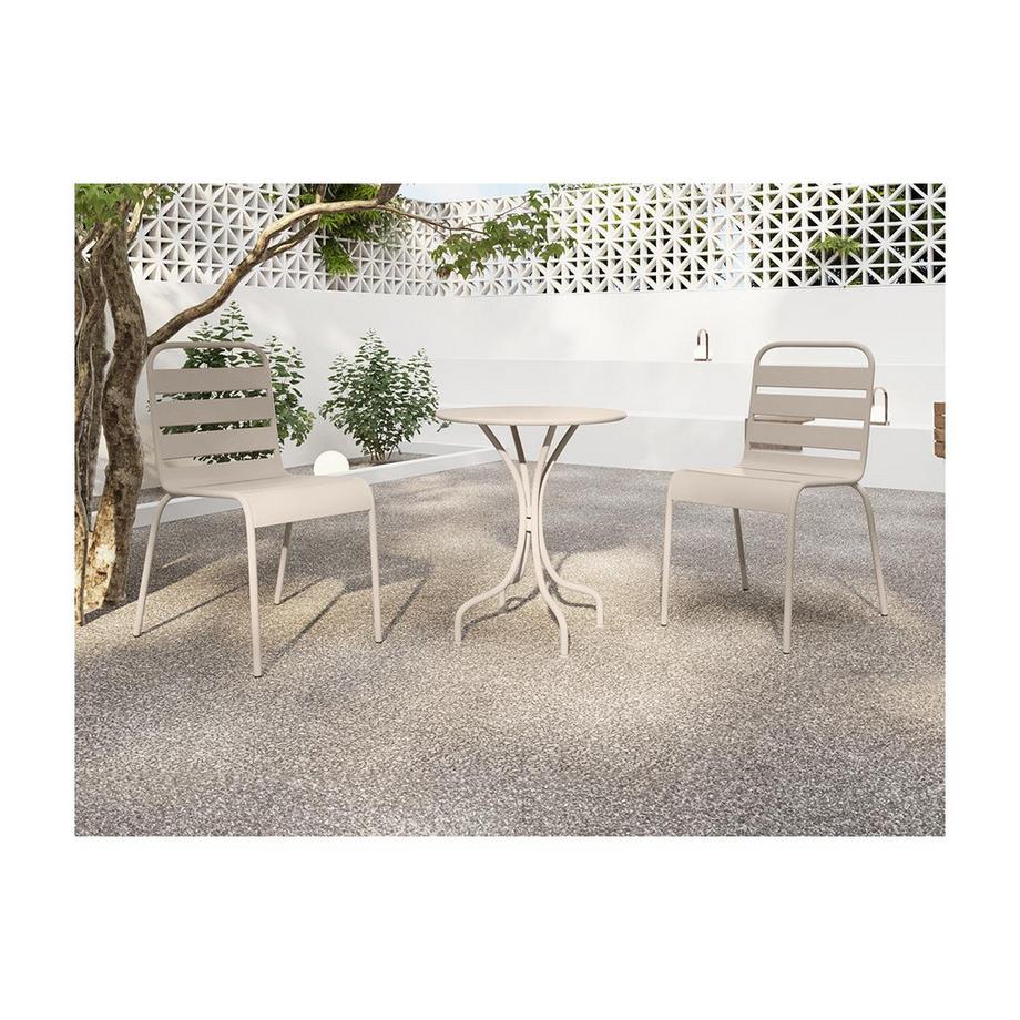 Vente-unique Gartentisch rund - D. 60 cm - Metall - Beige - MIRMANDE von MYLIA  