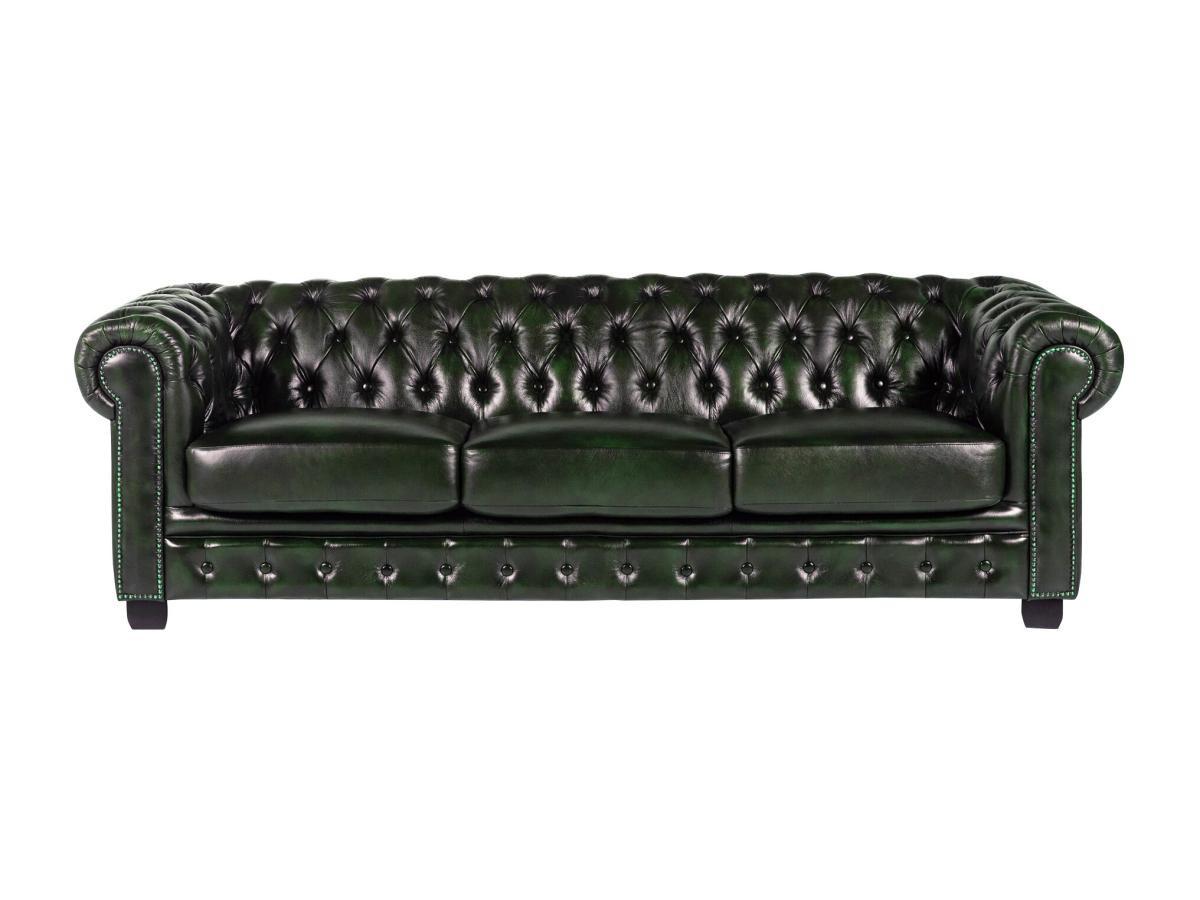 LINEA SOFA Canapé chesterfield 4 places BRENTON 100% cuir de buffle empire  