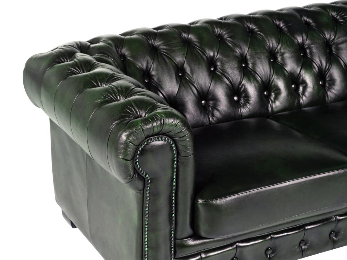 LINEA SOFA Canapé chesterfield 4 places BRENTON 100% cuir de buffle empire  