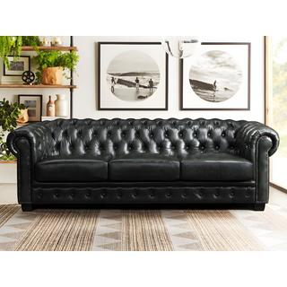 LINEA SOFA Canapé chesterfield 4 places BRENTON 100% cuir de buffle empire  