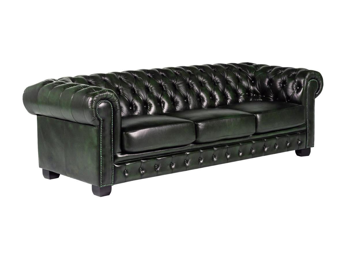 LINEA SOFA Canapé chesterfield 4 places BRENTON 100% cuir de buffle empire  