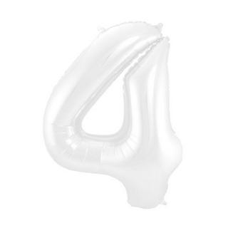 Unique  Ballon Aluminium Blanc Chiffre 4 