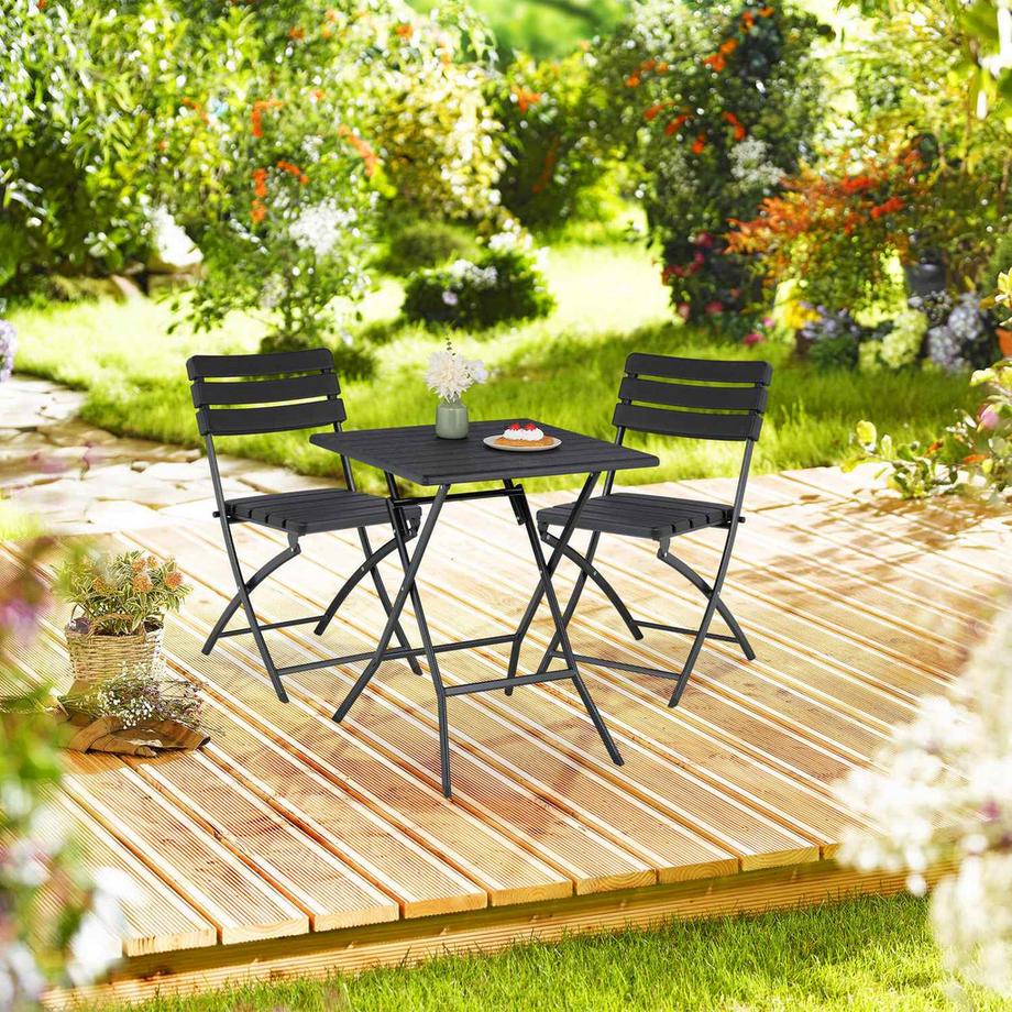 B2X Set di mobili da balcone da 3 pezzi in effetto legno  