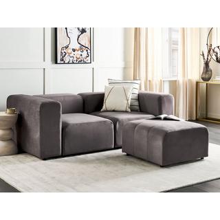 Beliani 2-Sitzer Sofa mit Ottomane aus Samtstoff Modern FALSTERBO  