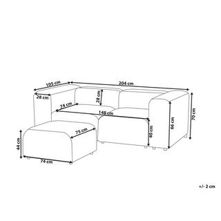 Beliani 2-Sitzer Sofa mit Ottomane aus Samtstoff Modern FALSTERBO  