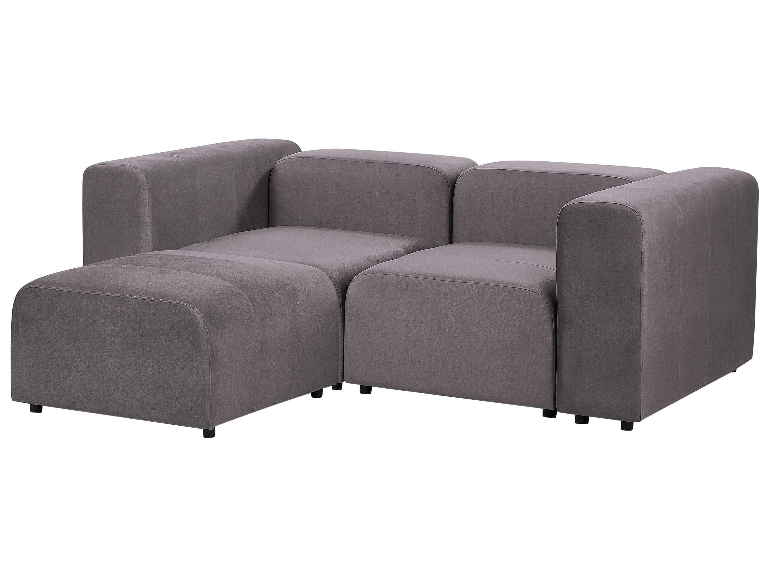 Beliani 2-Sitzer Sofa mit Ottomane aus Samtstoff Modern FALSTERBO  