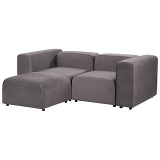 Beliani 2-Sitzer Sofa mit Ottomane aus Samtstoff Modern FALSTERBO  