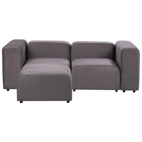 Beliani 2-Sitzer Sofa mit Ottomane aus Samtstoff Modern FALSTERBO  