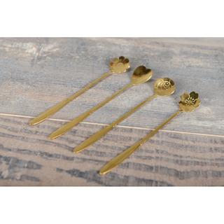 Aulica  Goldene Lange Blumenlöffel - Set von 4 