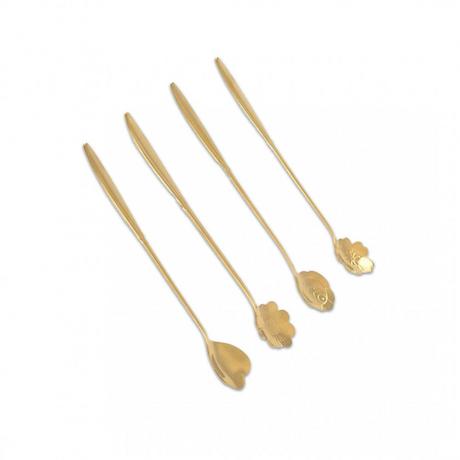 Aulica  Goldene Lange Blumenlöffel - Set von 4 