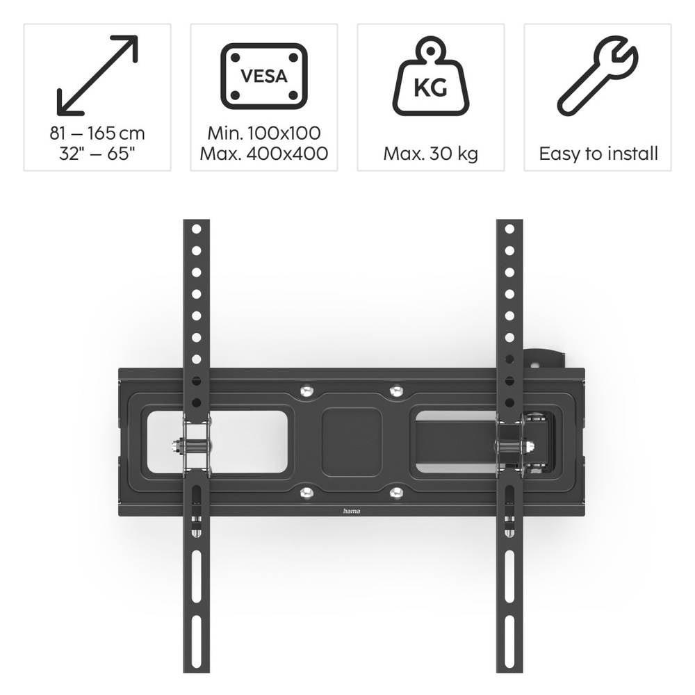 hama  TV-Wandhalterung, schwenkbar, neigbar, ausziehbar, 165 cm (65″) bis 30 kg 