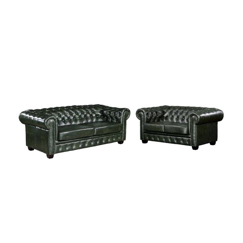 Vente-unique Canapé chesterfield 3+2 places BRENTON 100% cuir de buffle empire  