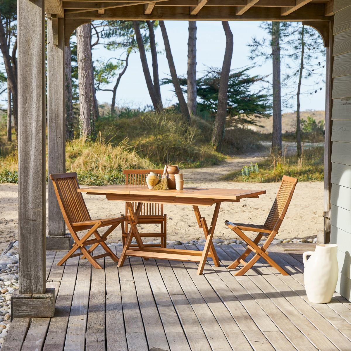 Tikamoon Klappbarer Gartentisch aus Akazie massiv mit Verlängerung 4–6 Pers. Capri  