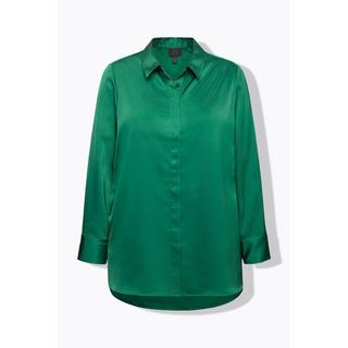 Ulla Popken Camicia in raso retro più lungo colletto camicia manica lunga  
