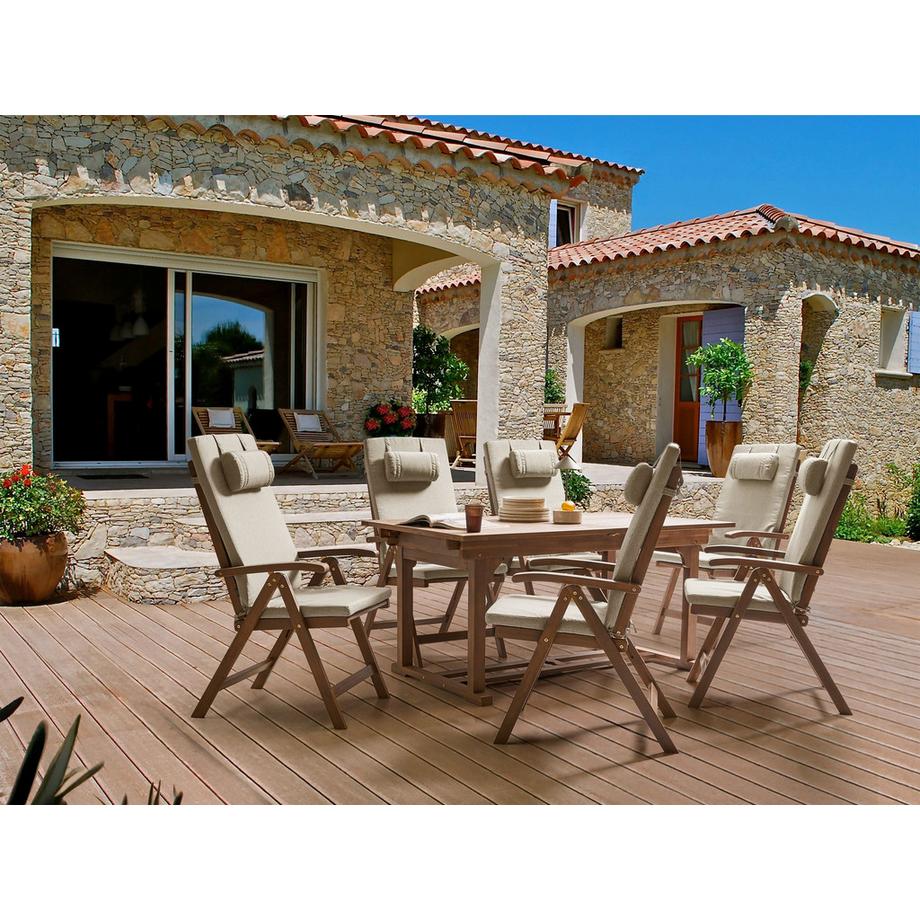 Beliani Gartentisch mit Stühlen aus Akazienholz Klassisch AMANTEA PREMIUM  