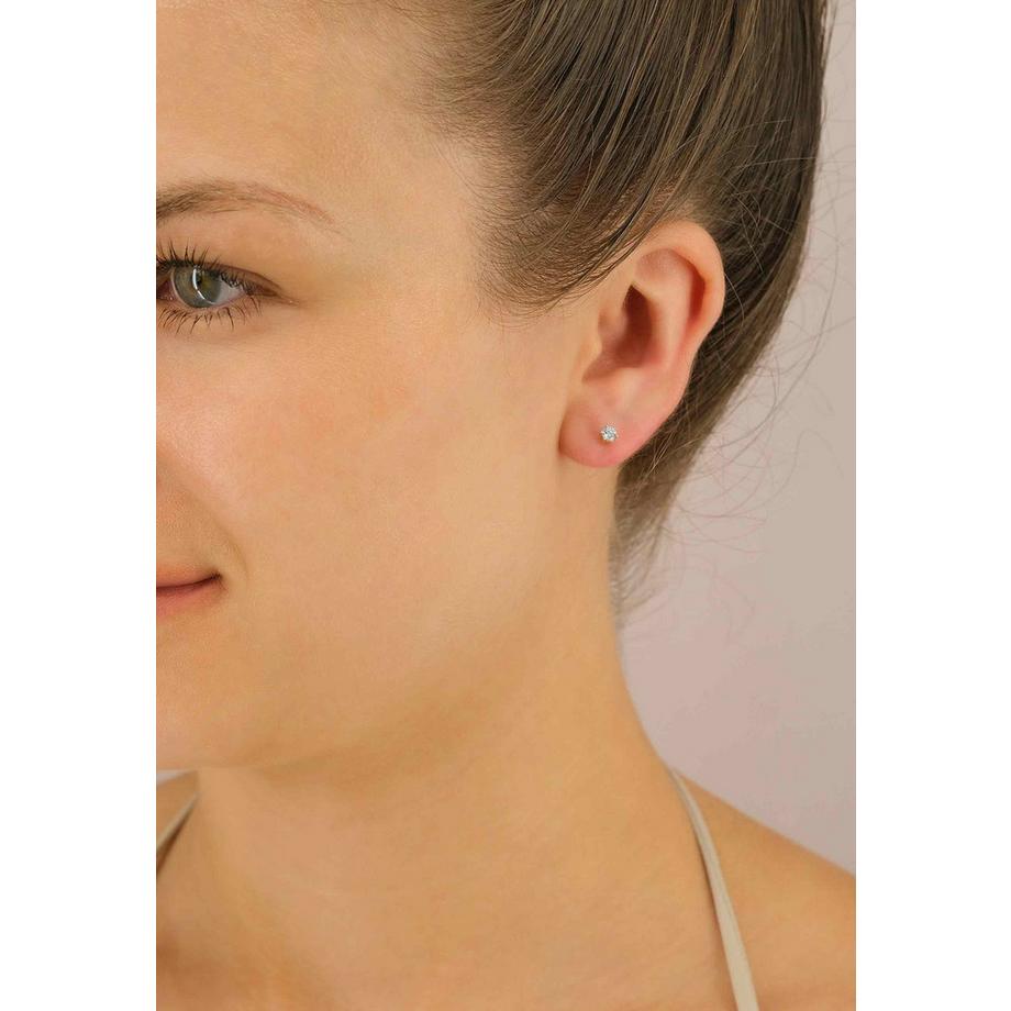 MUAU Schmuck  Solitär Ohrstecker 6-Griff-Fassung Weissgold 750 Brillanten 0.25ct. 6mm 