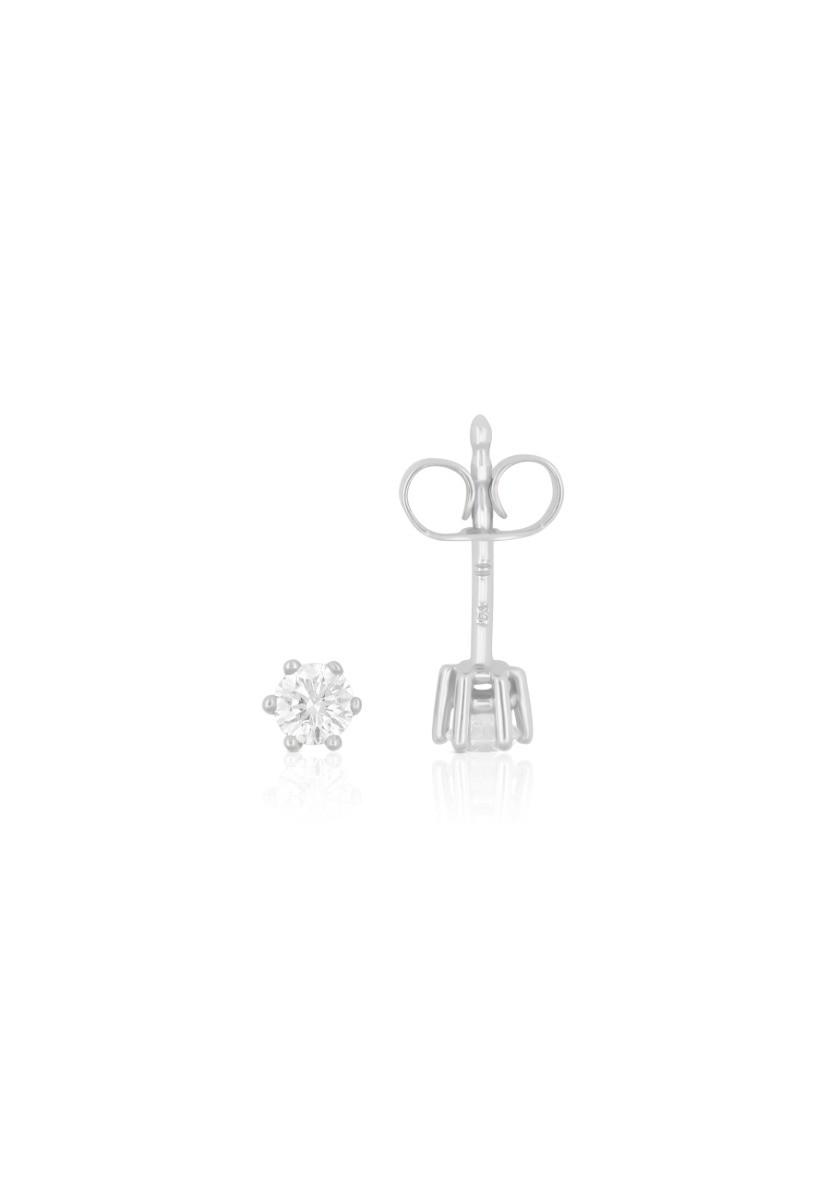 MUAU Schmuck  Clous d'oreilles solitaires 6 poignées en or blanc 750 diamants 0,25ct. 6mm 