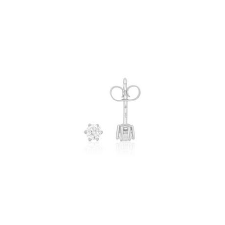 MUAU Schmuck  Clous d'oreilles solitaires 6 poignées en or blanc 750 diamants 0,25ct. 6mm 