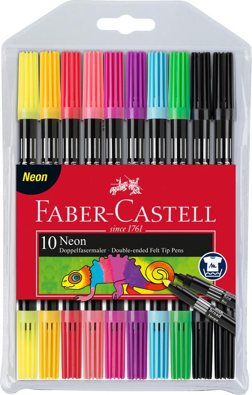 Faber-Castell FABER-CASTELL Doppelfasermaler 0,5mm/1,5mm 151109 neon, assortiert 10 Stück  