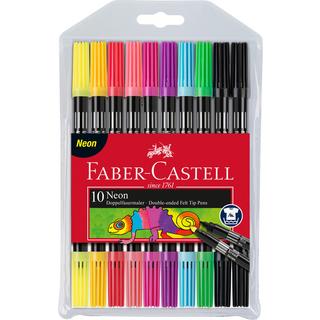 Faber-Castell FABER-CASTELL Doppelfasermaler 0,5mm/1,5mm 151109 neon, assortiert 10 Stück  