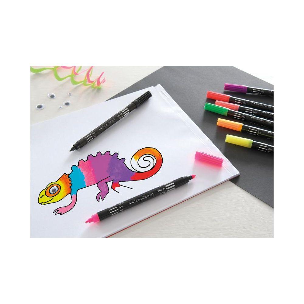 Faber-Castell FABER-CASTELL Doppelfasermaler 0,5mm/1,5mm 151109 neon, assortiert 10 Stück  