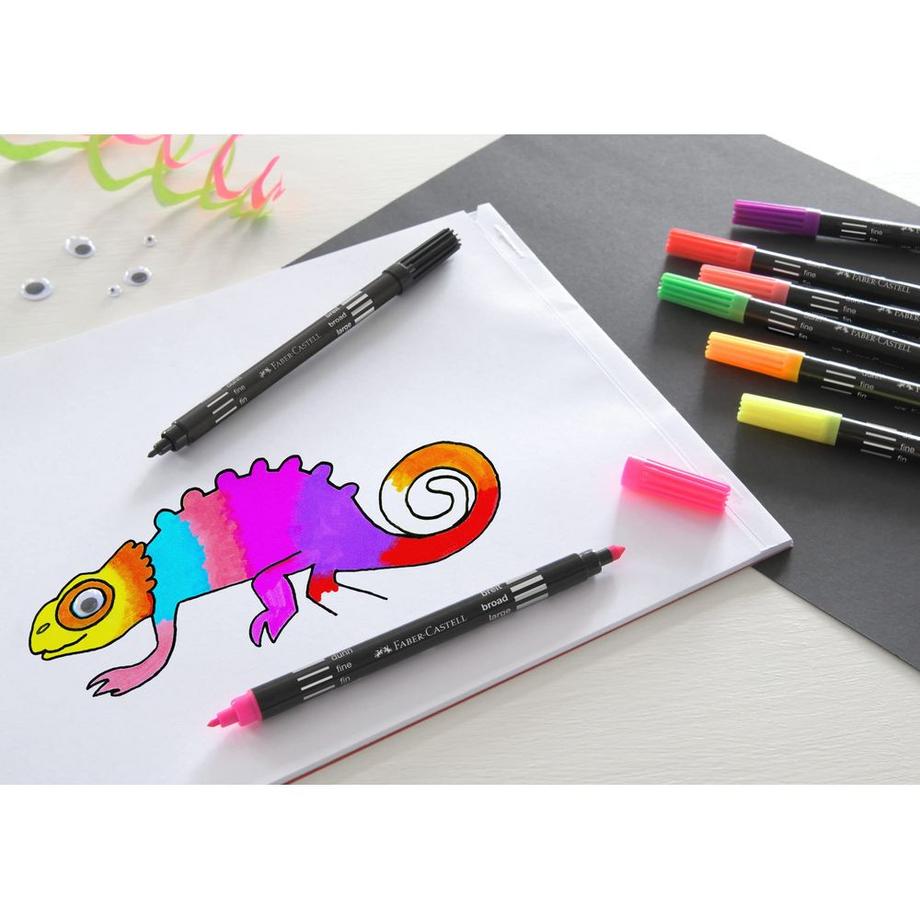 Faber-Castell FABER-CASTELL Doppelfasermaler 0,5mm/1,5mm 151109 neon, assortiert 10 Stück  