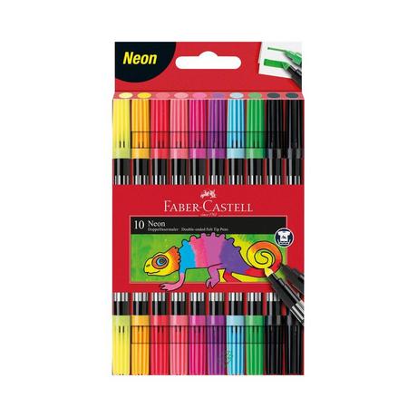 Faber-Castell FABER-CASTELL Doppelfasermaler 0,5mm/1,5mm 151109 neon, assortiert 10 Stück  