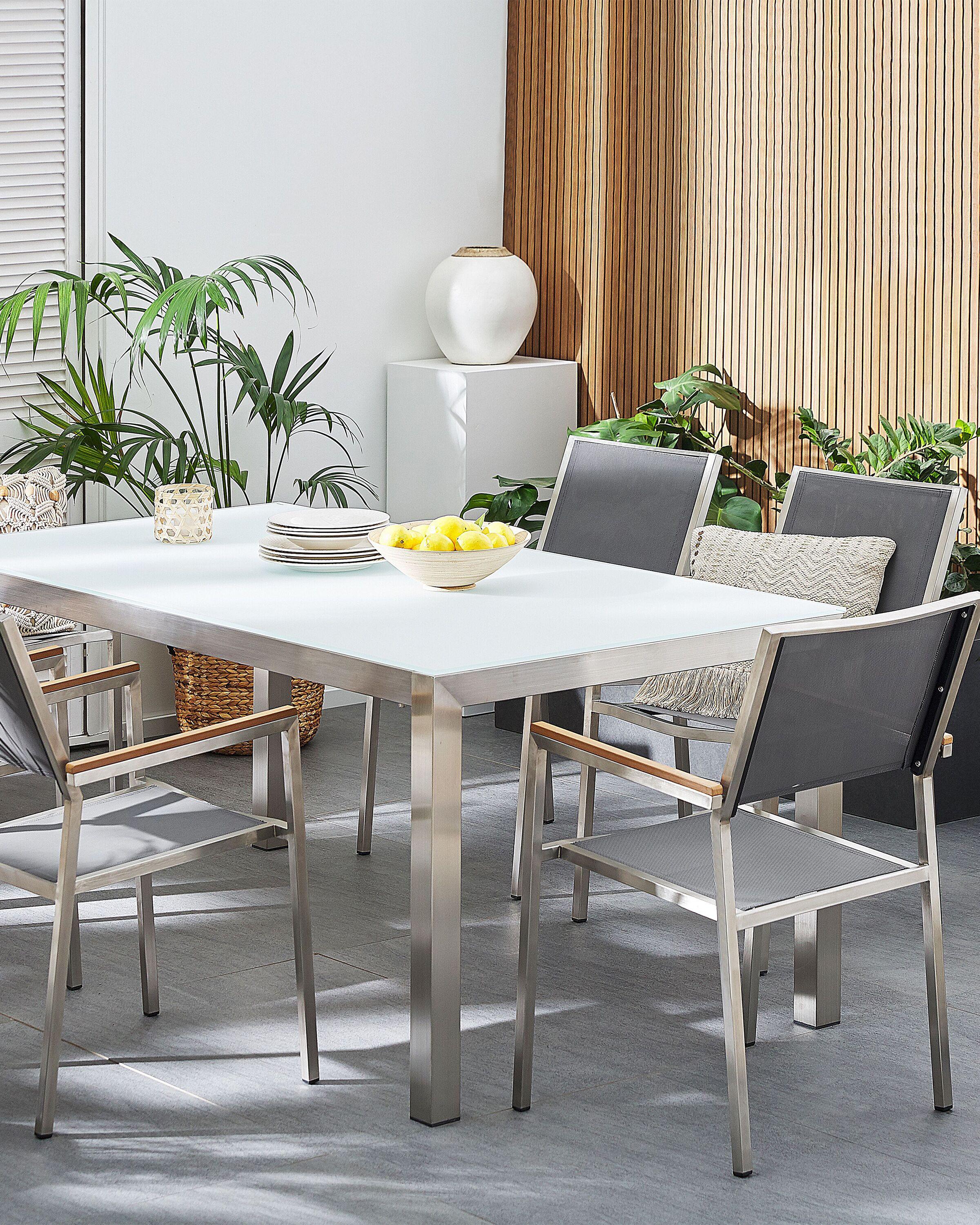 Beliani Gartenstuhl 6er Set aus Edelstahl Industriell GROSSETO  