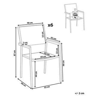 Beliani Gartenstuhl 6er Set aus Edelstahl Industriell GROSSETO  