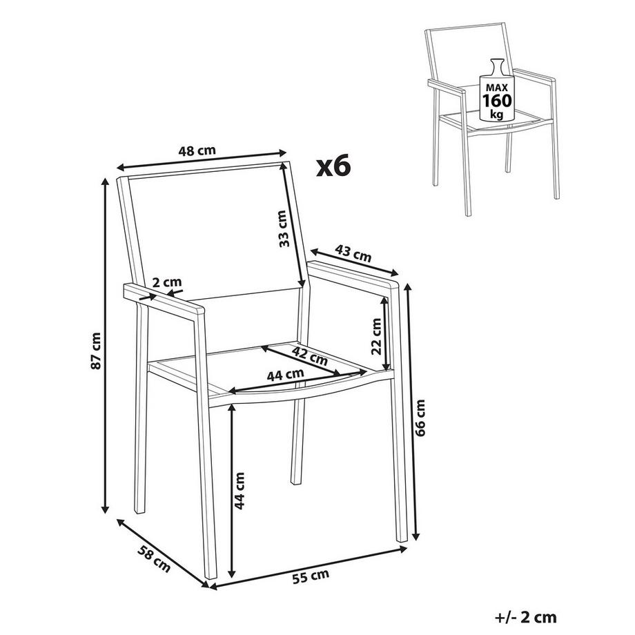 Beliani Set di 6 sedie da giardino en Acciaio inox Industriale GROSSETO  