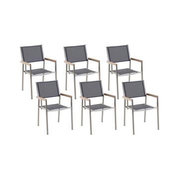 Lot de 6 chaises de jardin en Acier inox Industriel GROSSETO