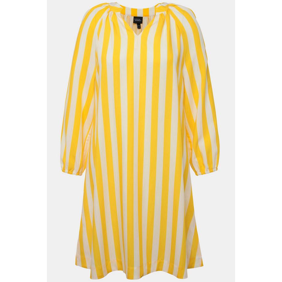 Ulla Popken Abito Svasato a Righe Maniche Lunghe Scollo a V  