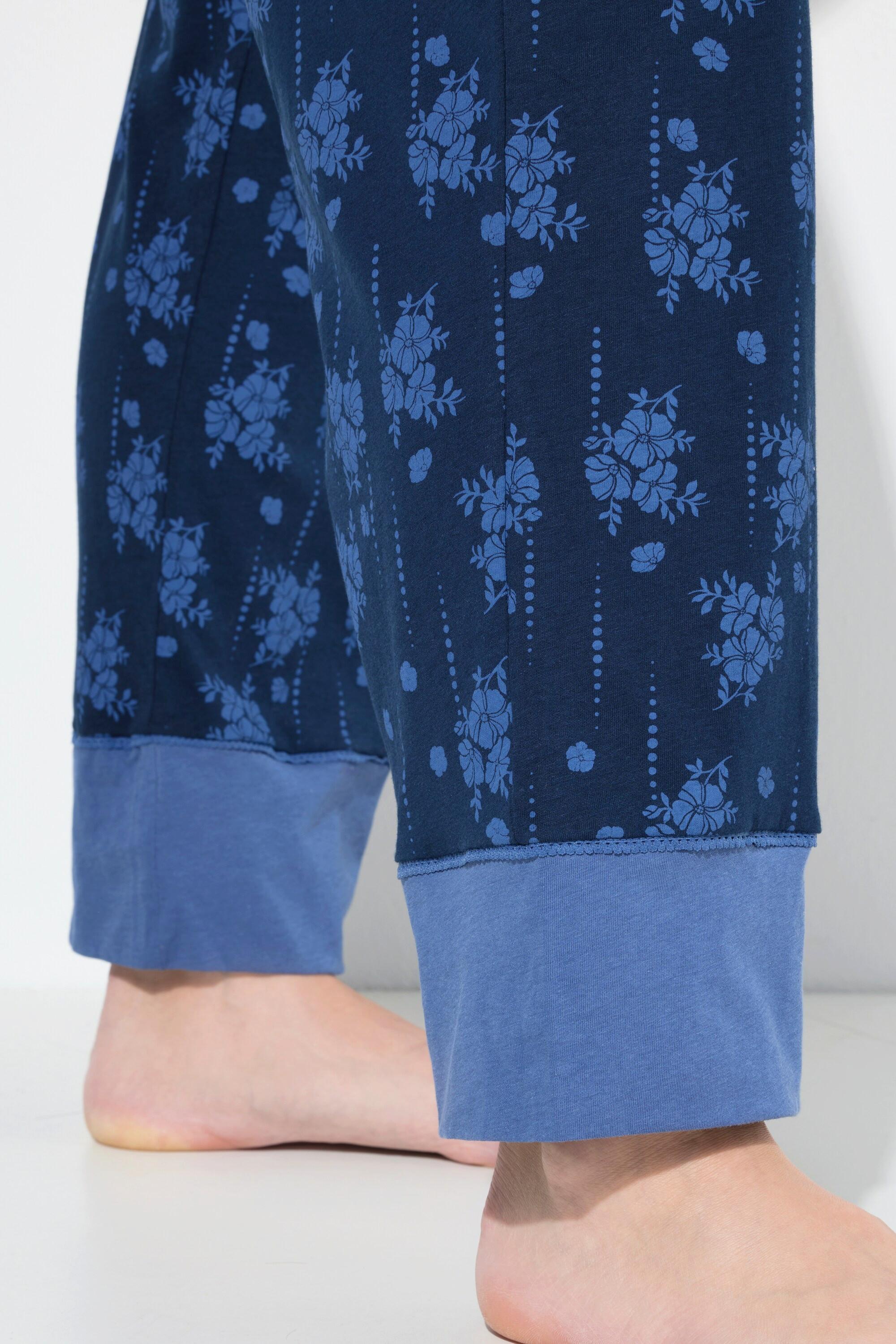 Ulla Popken Pyjama Blüten V-Ausschnitt Halbarm  