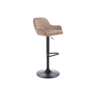 Vente-unique Sgabello da bar in Velluto e Metallo Nero Altezza regolabile Beige - Lotto di 2 - ELEANA  