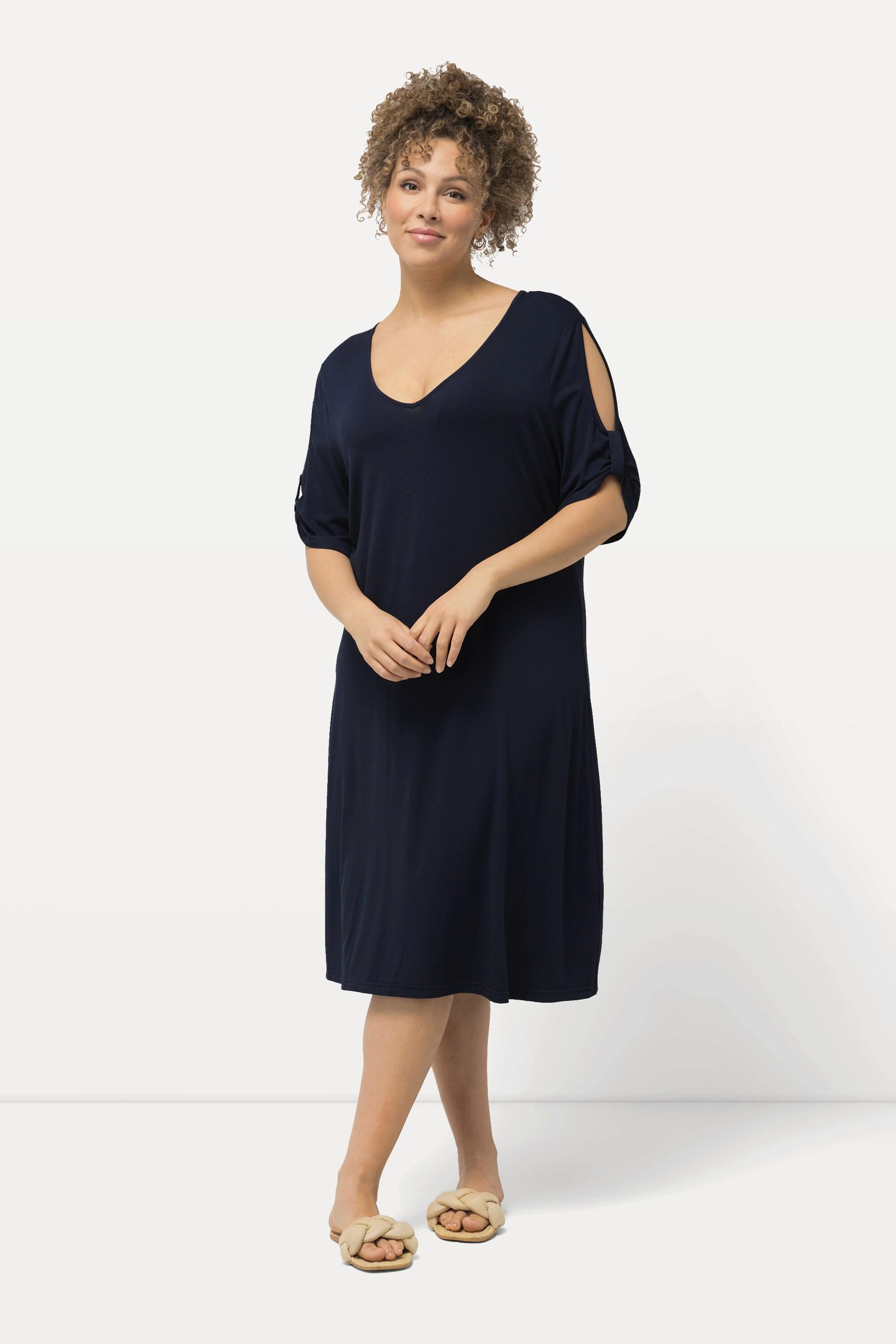 Ulla Popken Abito da spiaggia in jersey Scollo a V Mezza manica  